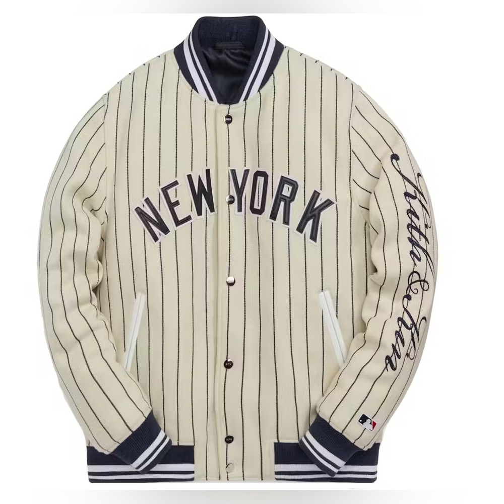 New York Striped Bomber Jacket - Cream and Black